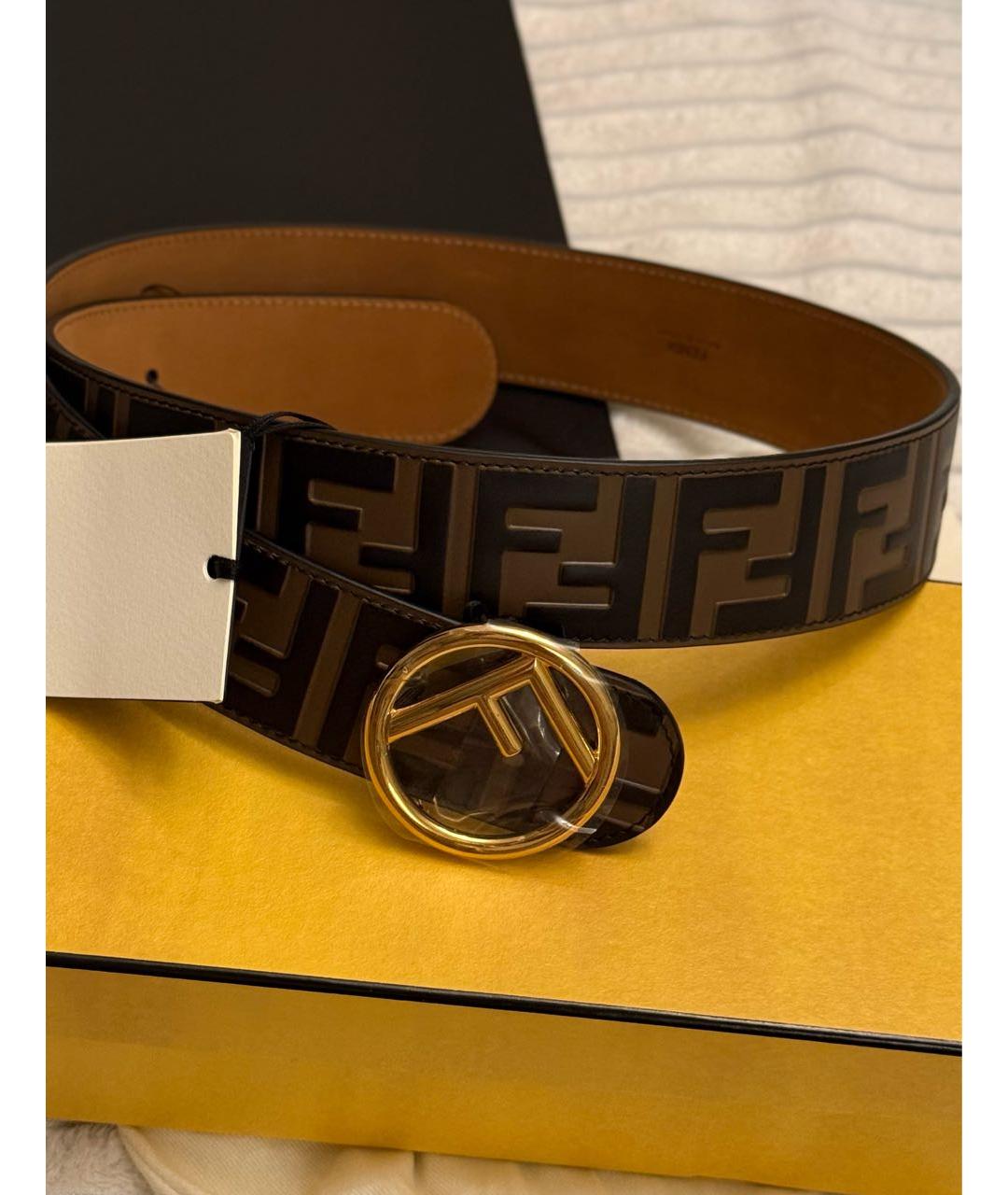 FENDI Коричневый кожаный ремень, фото 2
