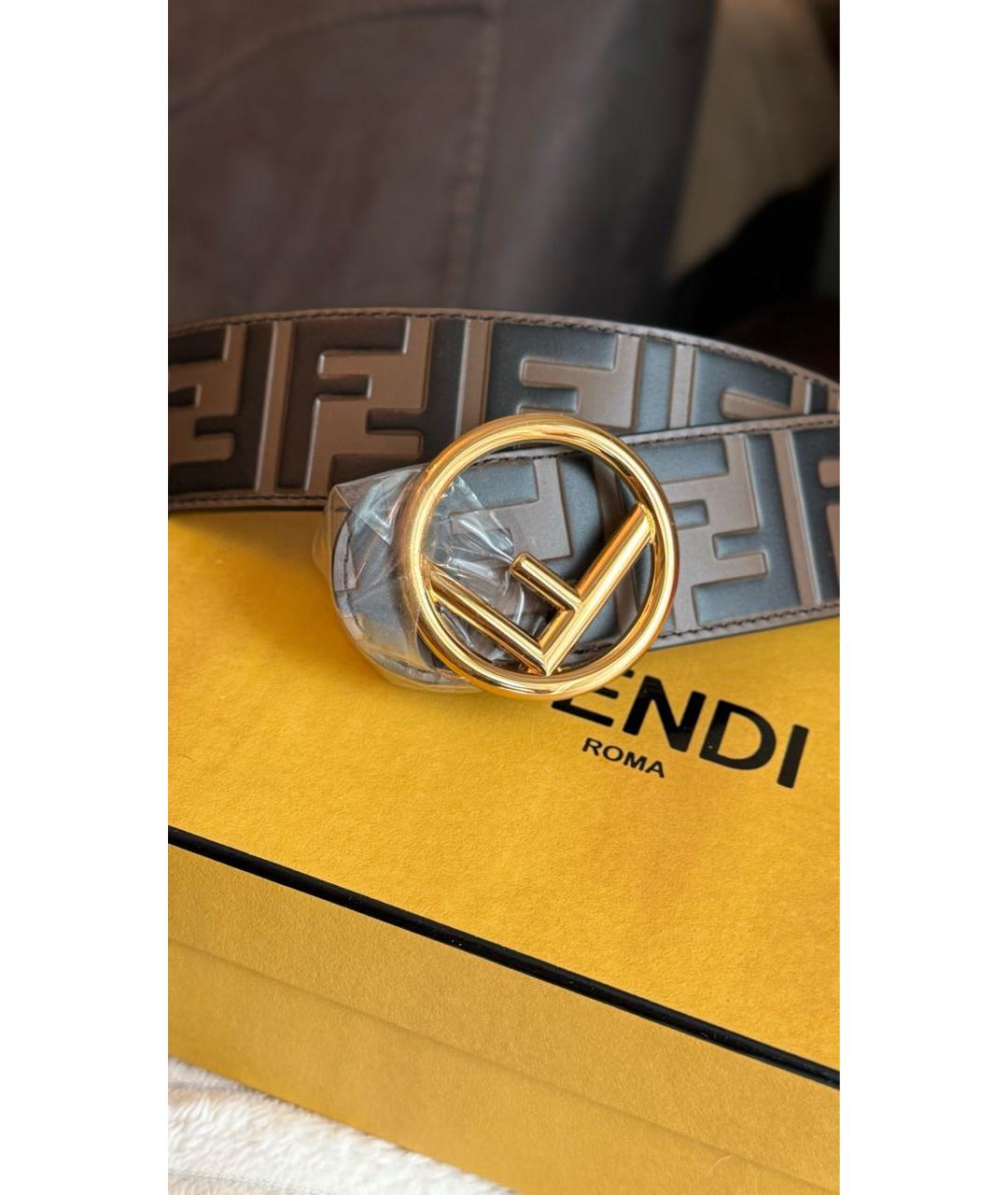 FENDI Коричневый кожаный ремень, фото 6