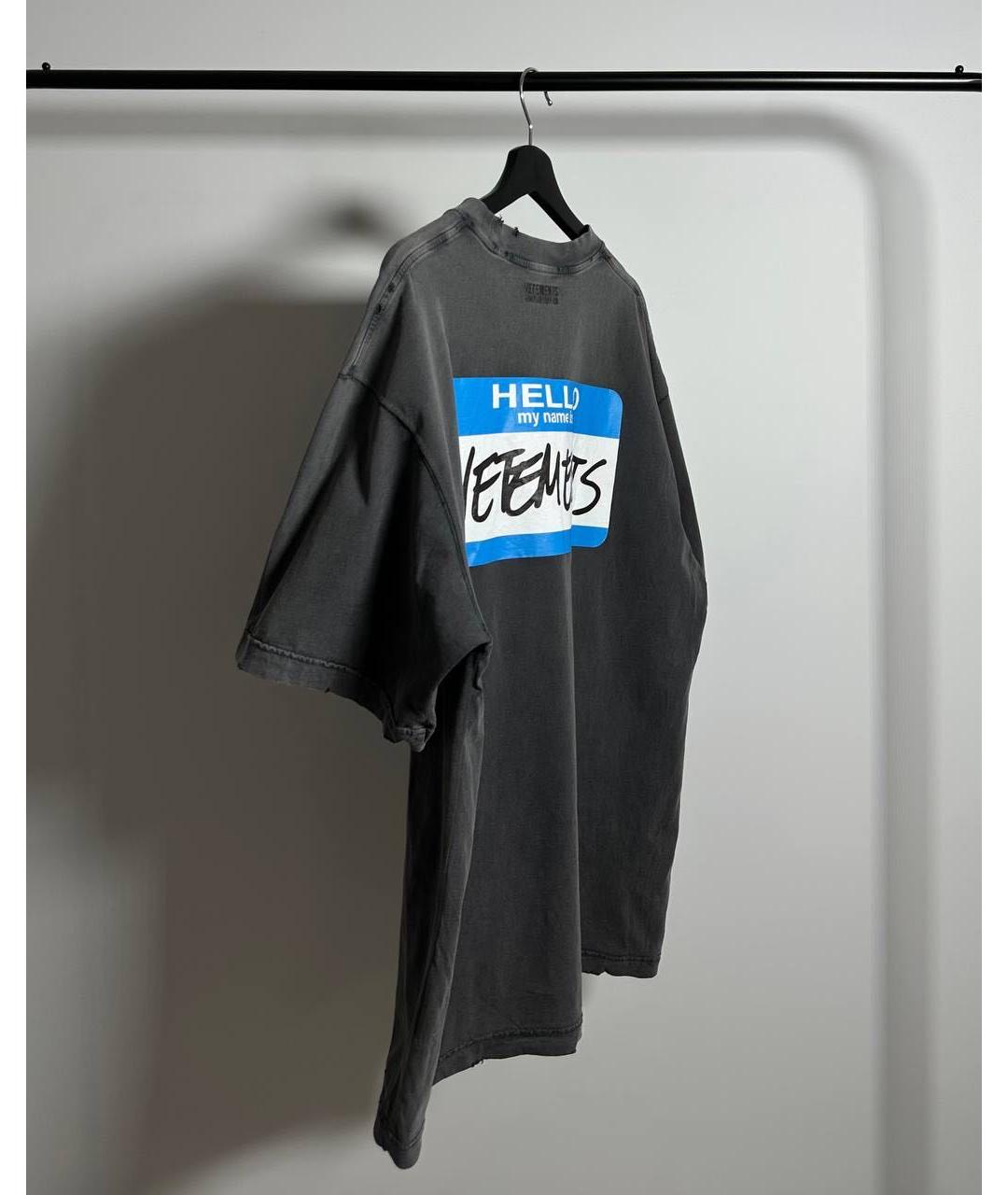 VETEMENTS Антрацитовая хлопковая футболка, фото 3