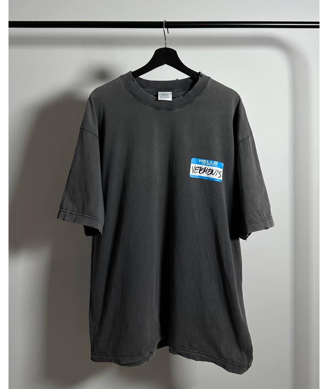 VETEMENTS Антрацитовая хлопковая футболка, фото 7