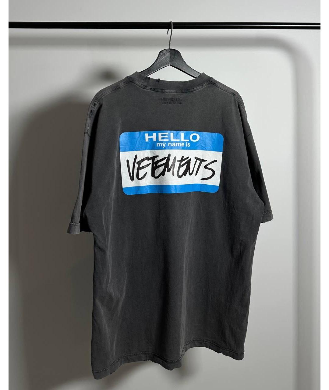 VETEMENTS Антрацитовая хлопковая футболка, фото 2