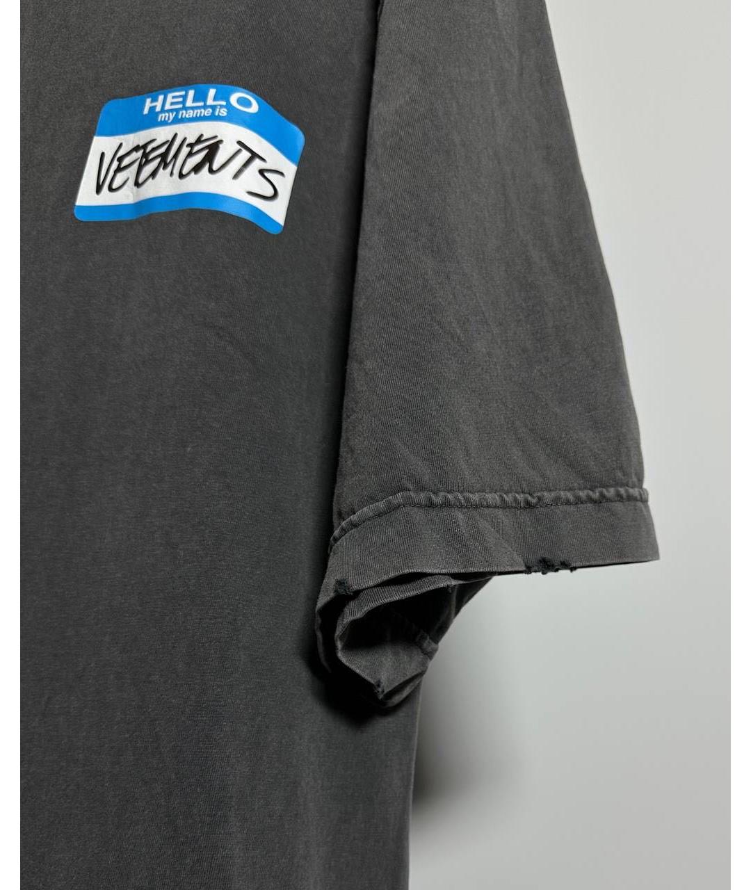 VETEMENTS Антрацитовая хлопковая футболка, фото 6