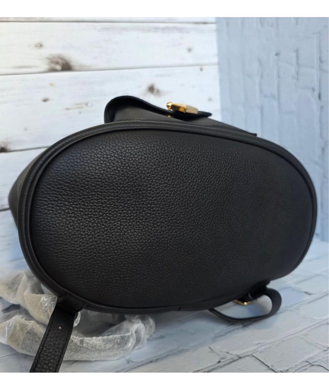 LORO PIANA Черный кожаный рюкзак, фото 7