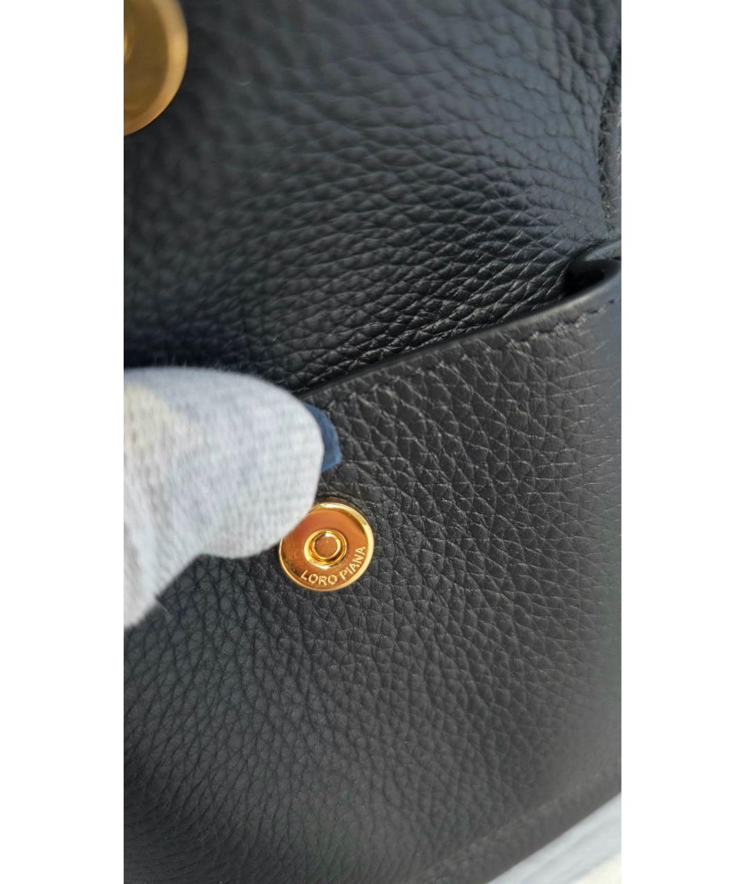 LORO PIANA Черный кожаный рюкзак, фото 5