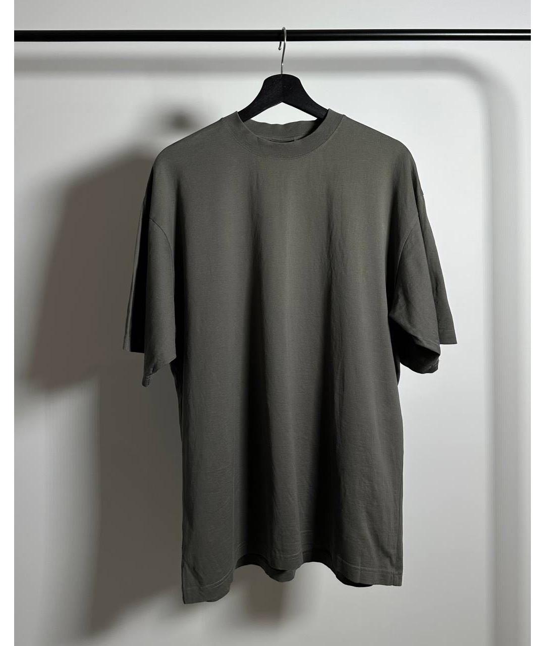 BALENCIAGA Серая хлопковая футболка, фото 7