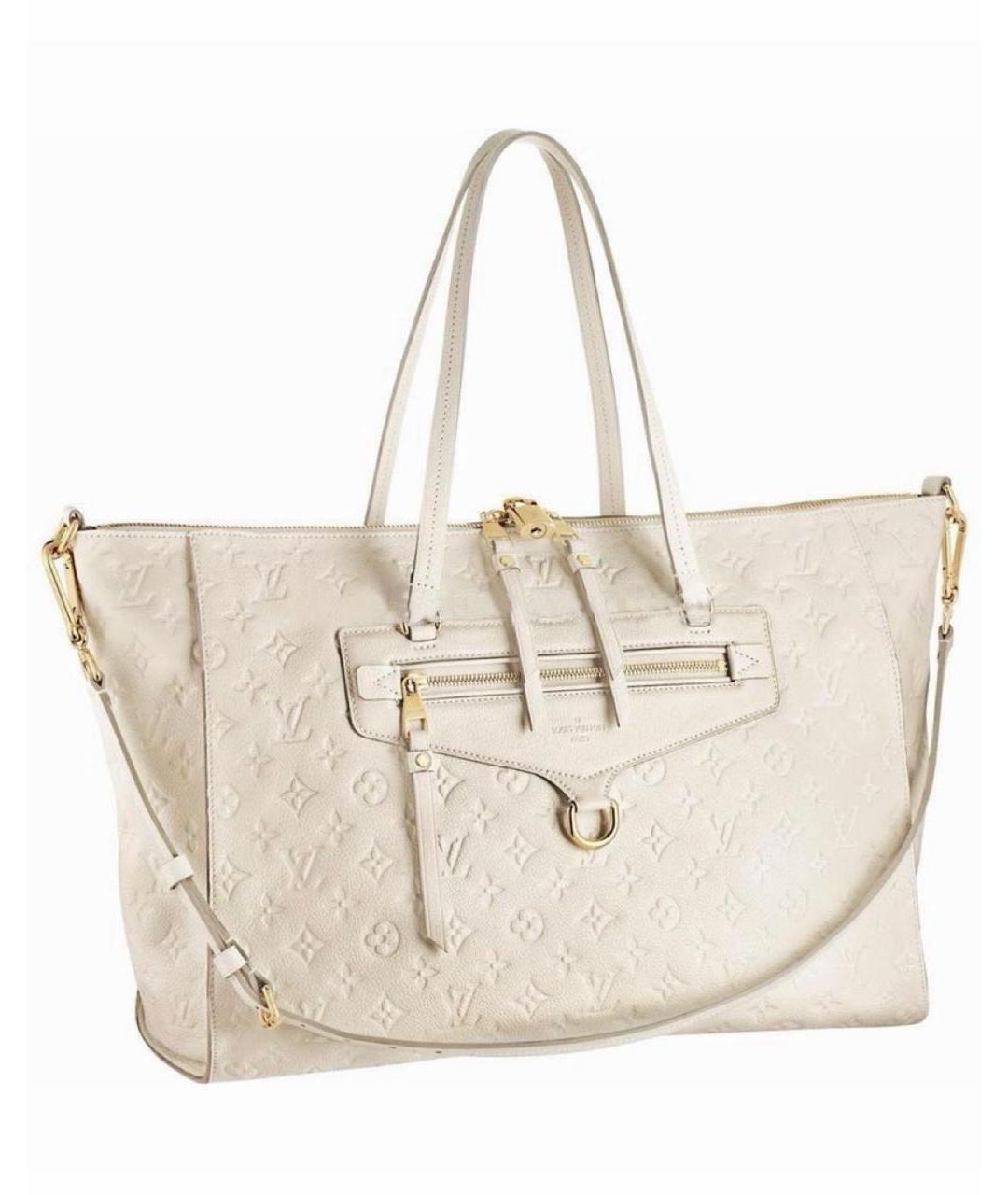 LOUIS VUITTON Бежевая кожаная сумка тоут, фото 6