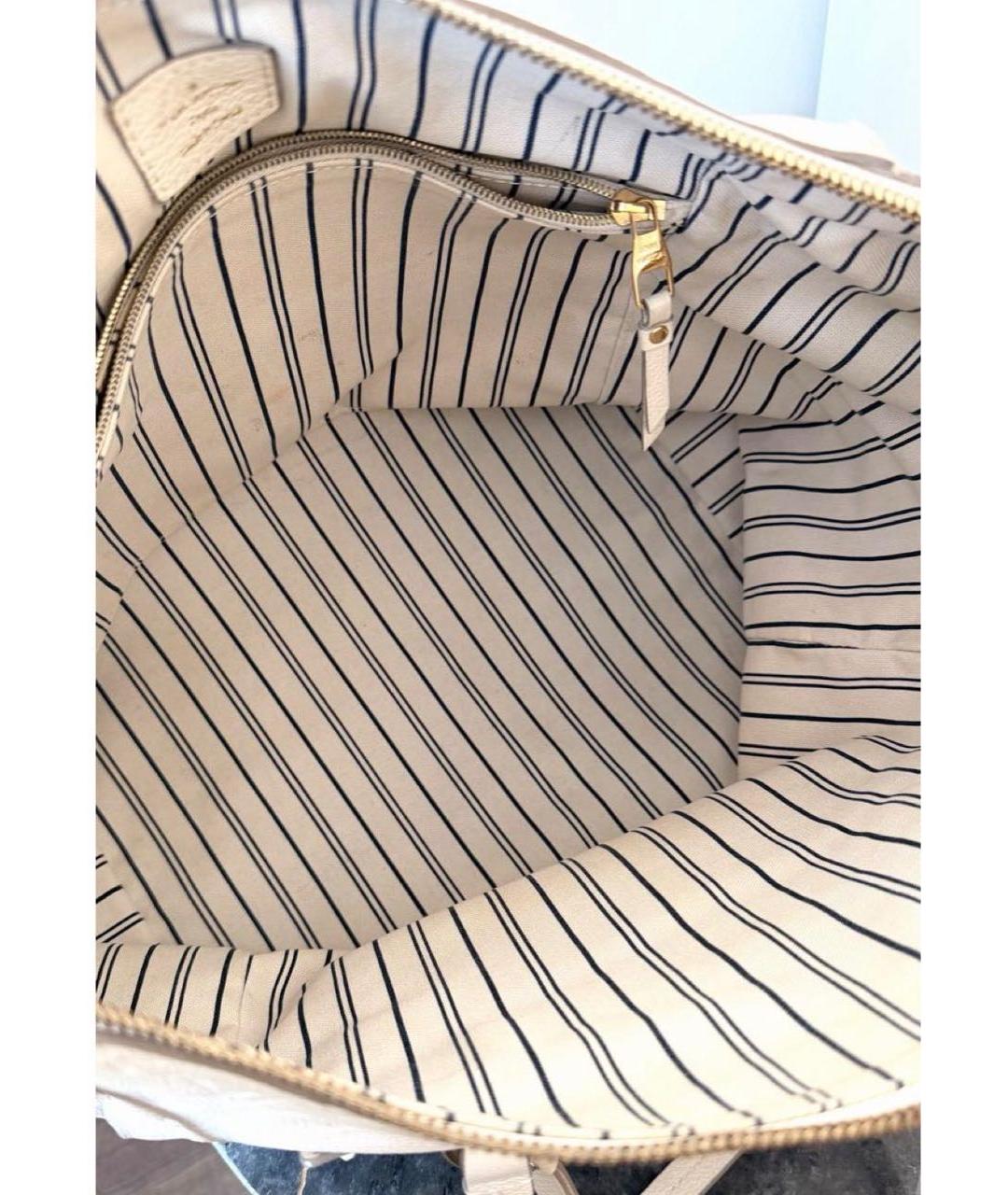 LOUIS VUITTON Бежевая кожаная сумка тоут, фото 4