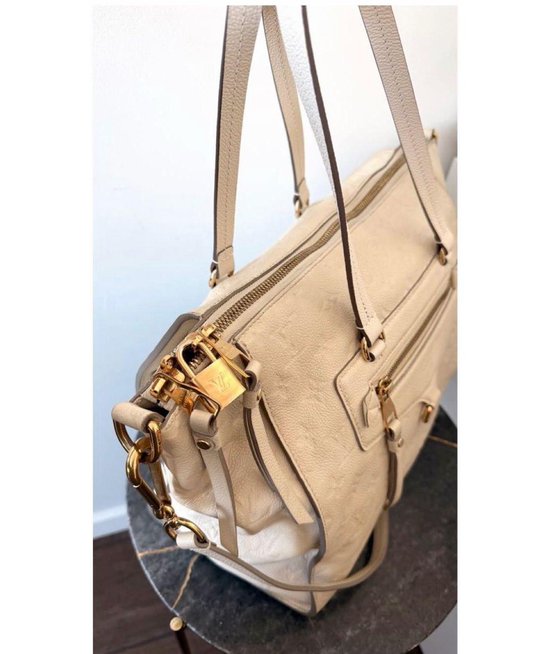 LOUIS VUITTON Бежевая кожаная сумка тоут, фото 5