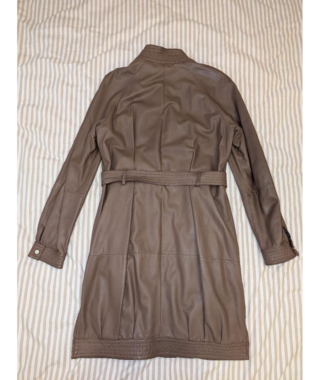 BRUNELLO CUCINELLI Коричневое кожаное пальто, фото 2