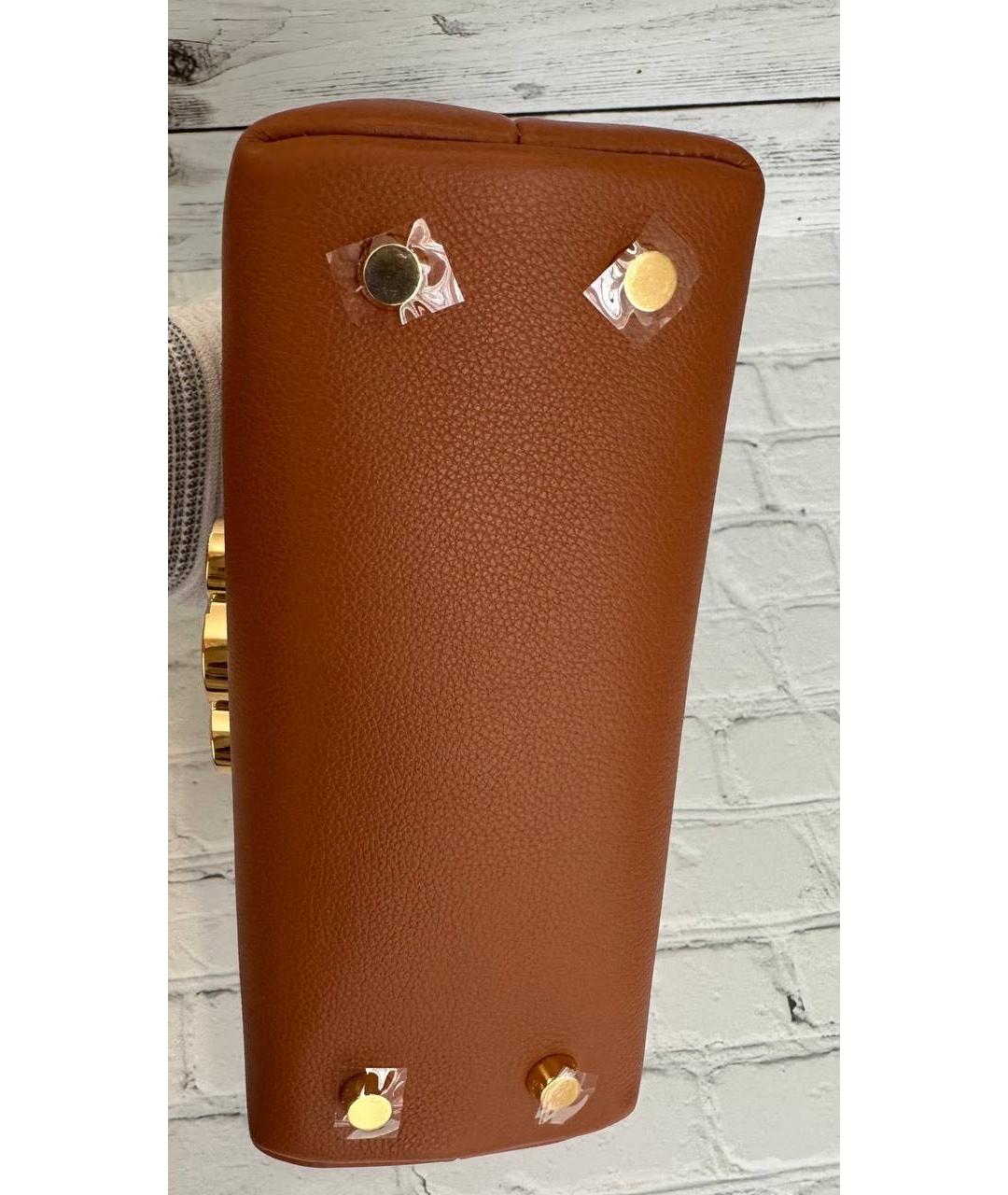 CELINE Коричневая кожаная сумка с короткими ручками, фото 6