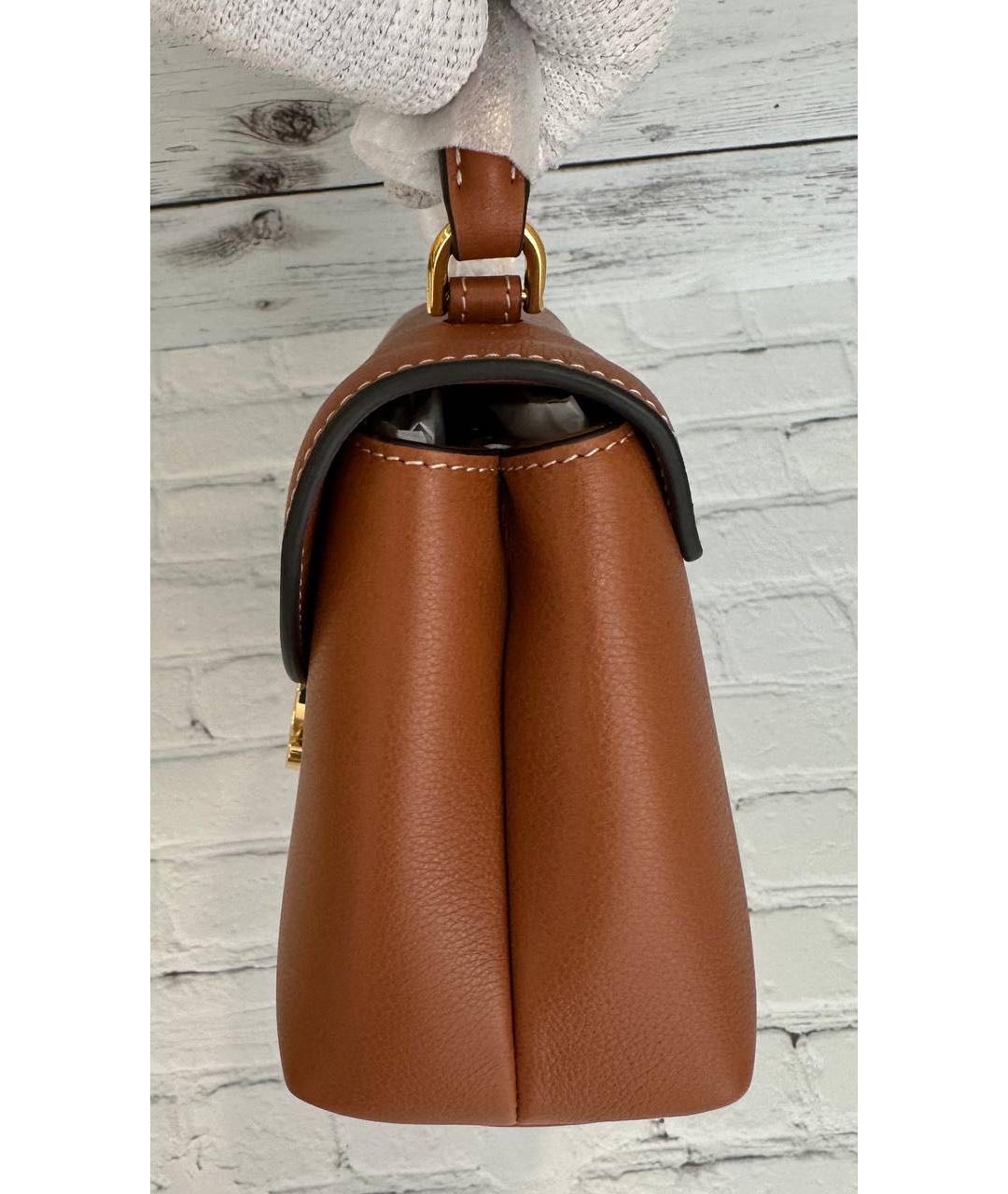 CELINE Коричневая кожаная сумка с короткими ручками, фото 2