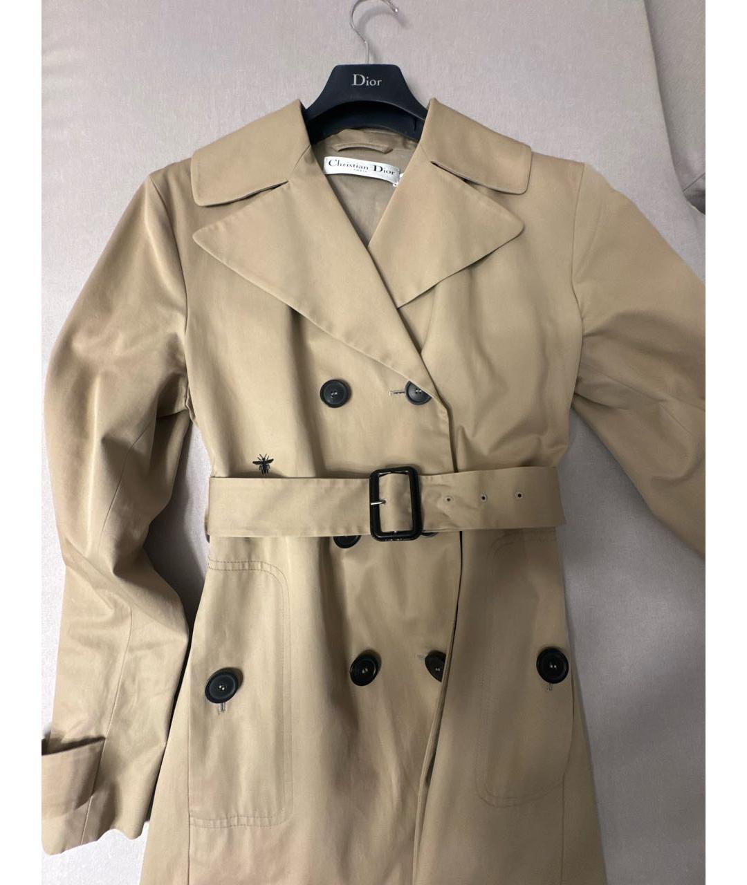 CHRISTIAN DIOR Бежевый хлопковый тренч/плащ, фото 3