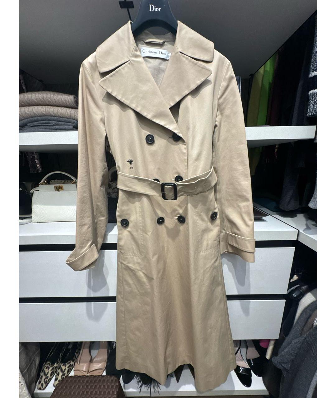 CHRISTIAN DIOR Бежевый хлопковый тренч/плащ, фото 7