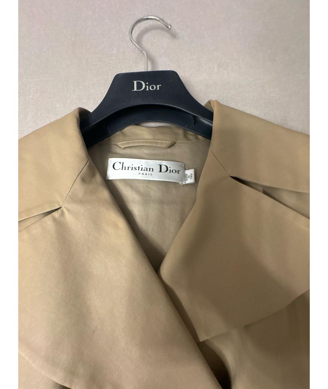 CHRISTIAN DIOR Бежевый хлопковый тренч/плащ, фото 5