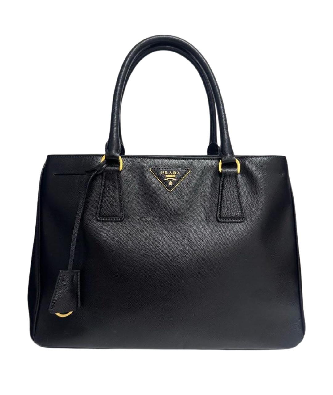 PRADA Черная кожаная сумка с короткими ручками, фото 1