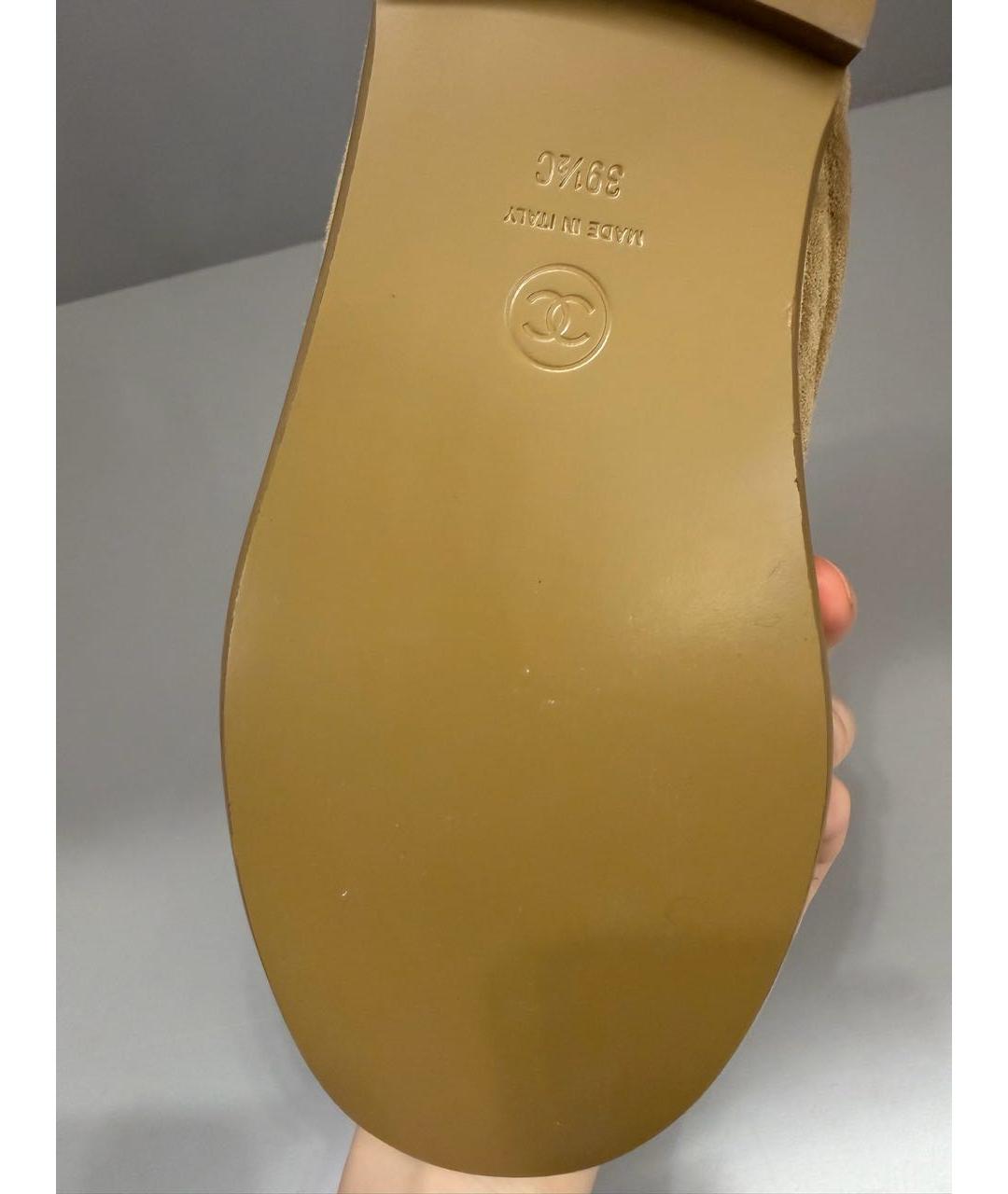 CHANEL Бежевые замшевые мюли, фото 5