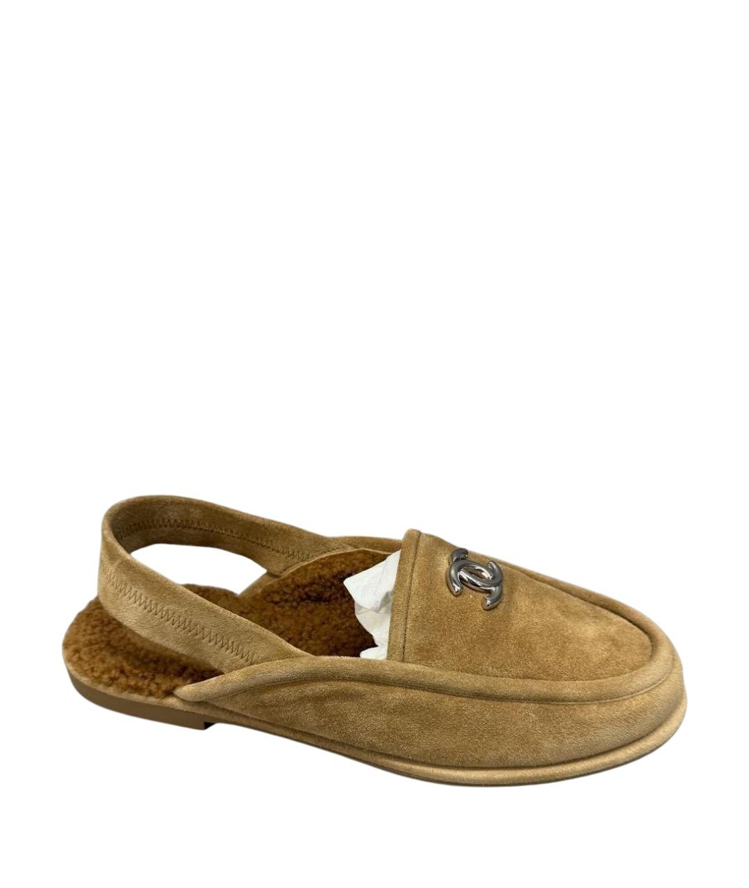 CHANEL Бежевые замшевые мюли, фото 1