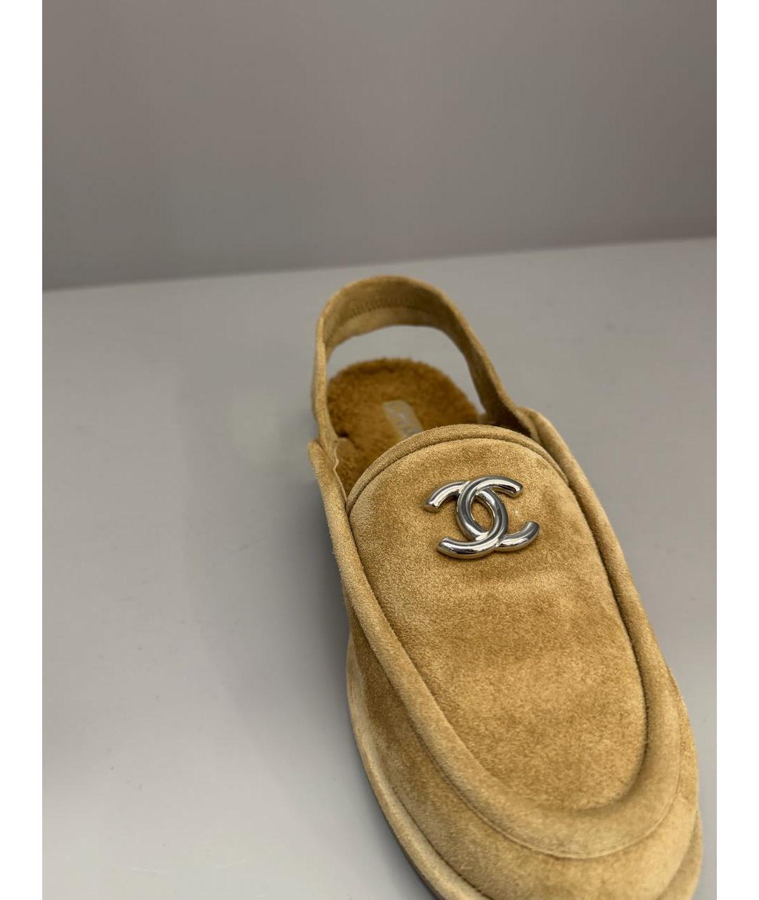 CHANEL Бежевые замшевые мюли, фото 4