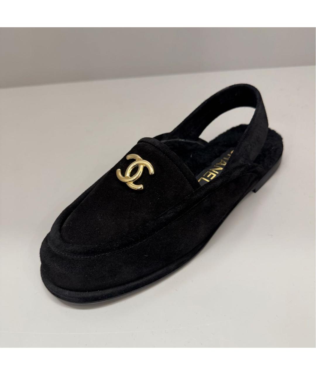 CHANEL Черные замшевые мюли, фото 5