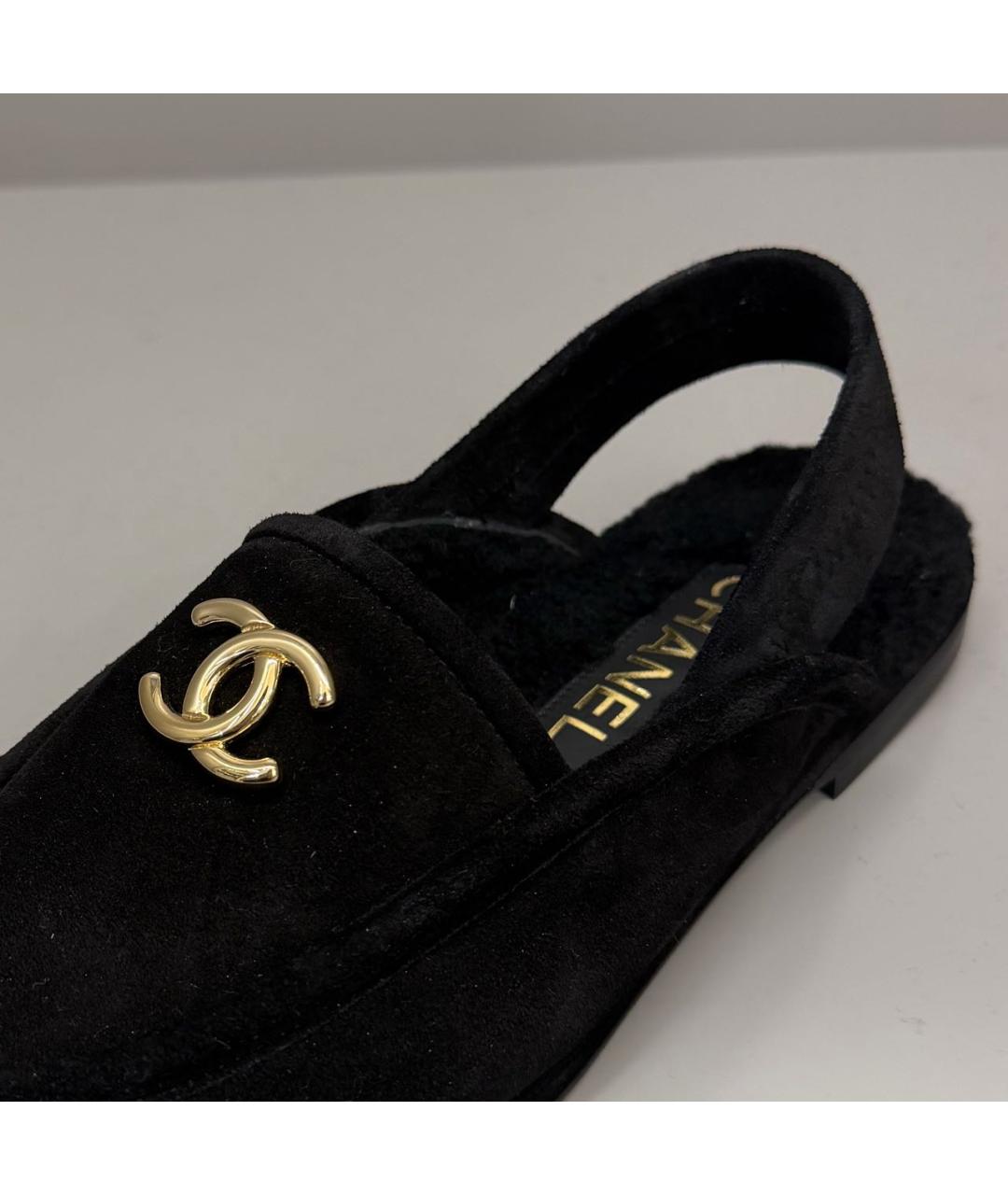 CHANEL Черные замшевые мюли, фото 2