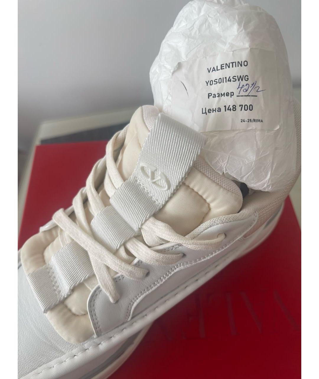 VALENTINO Белые кожаные низкие кроссовки / кеды, фото 4