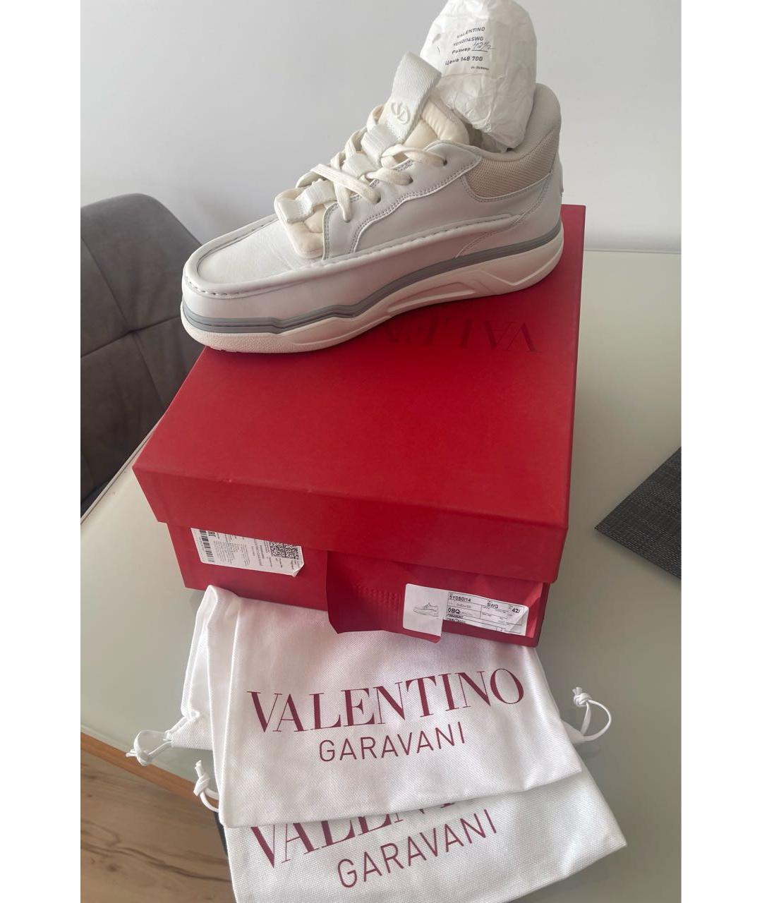 VALENTINO Белые кожаные низкие кроссовки / кеды, фото 7