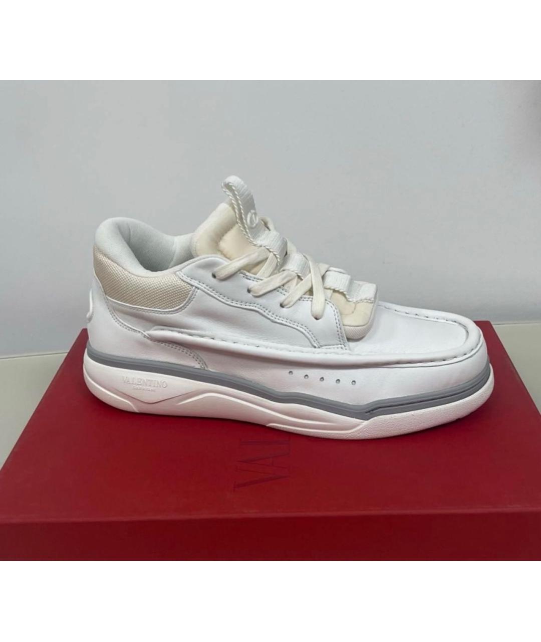 VALENTINO Белые кожаные низкие кроссовки / кеды, фото 9