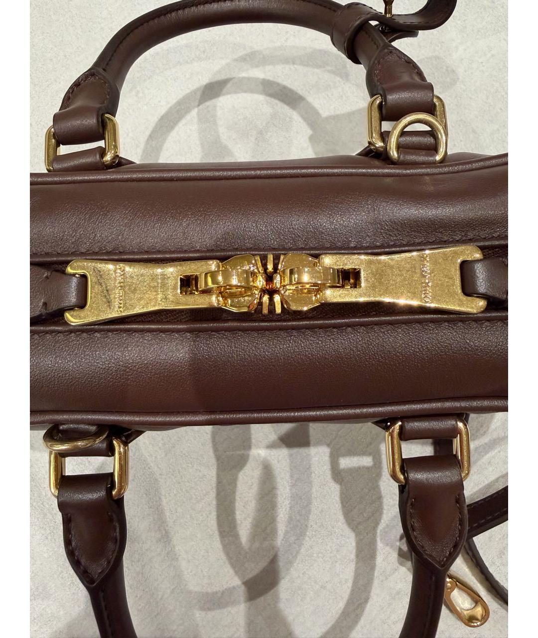 MIU MIU Коричневая кожаная сумка с короткими ручками, фото 5