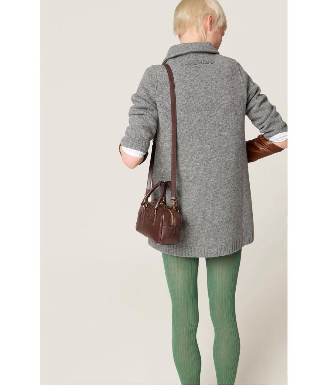 MIU MIU Коричневая кожаная сумка с короткими ручками, фото 7