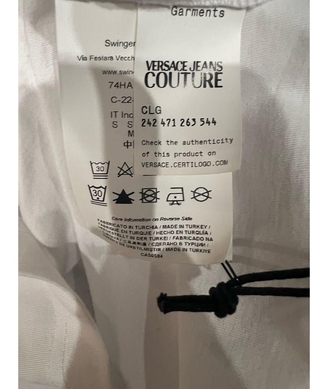 VERSACE Белая хлопковая футболка, фото 8