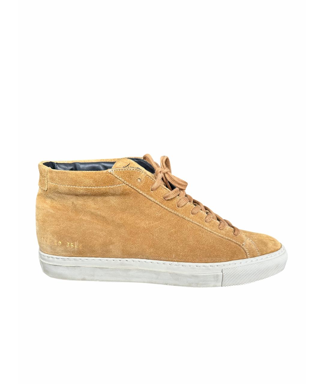 COMMON PROJECTS Коричневые замшевые низкие кроссовки / кеды, фото 1