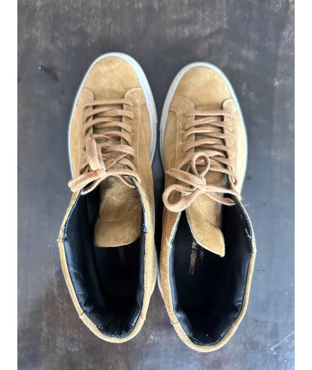 COMMON PROJECTS Коричневые замшевые низкие кроссовки / кеды, фото 3
