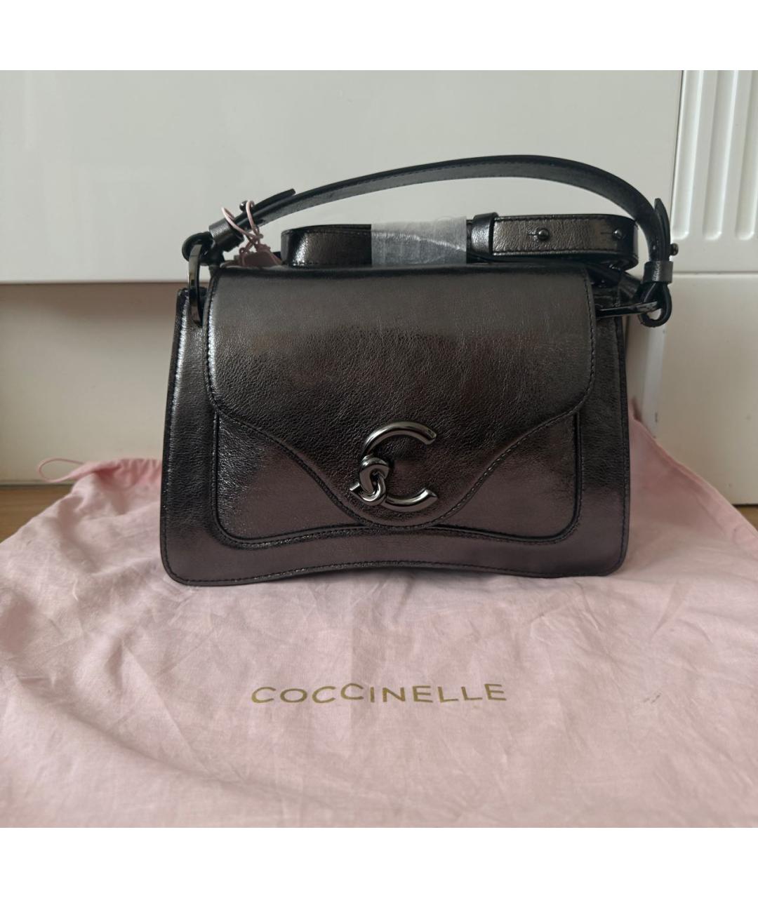COCCINELLE Серая кожаная сумка через плечо, фото 7