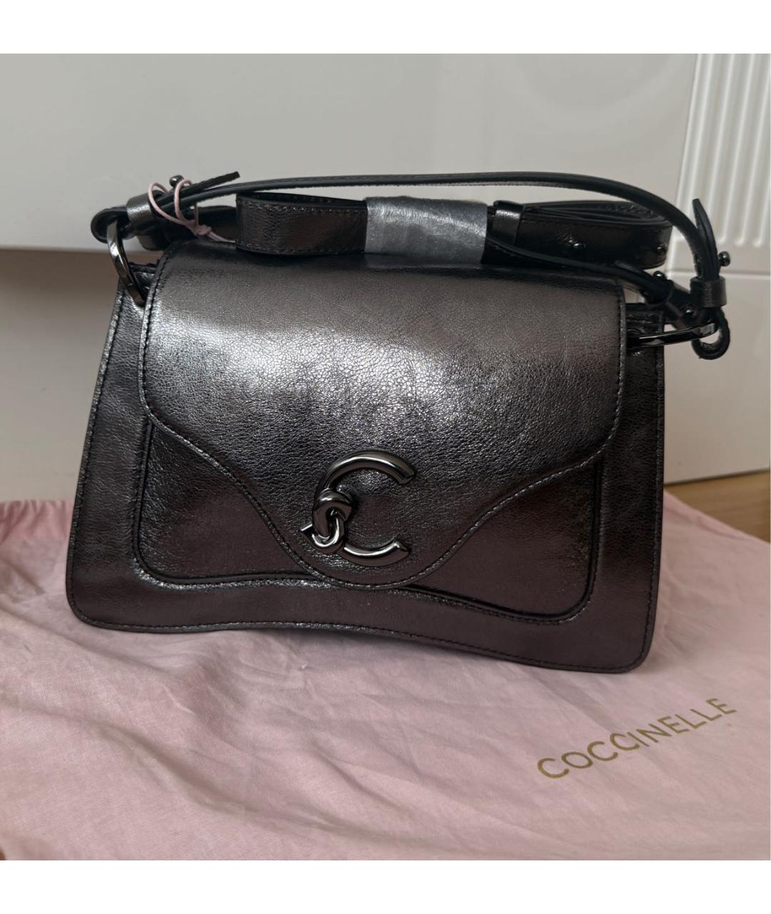 COCCINELLE Серая кожаная сумка через плечо, фото 5