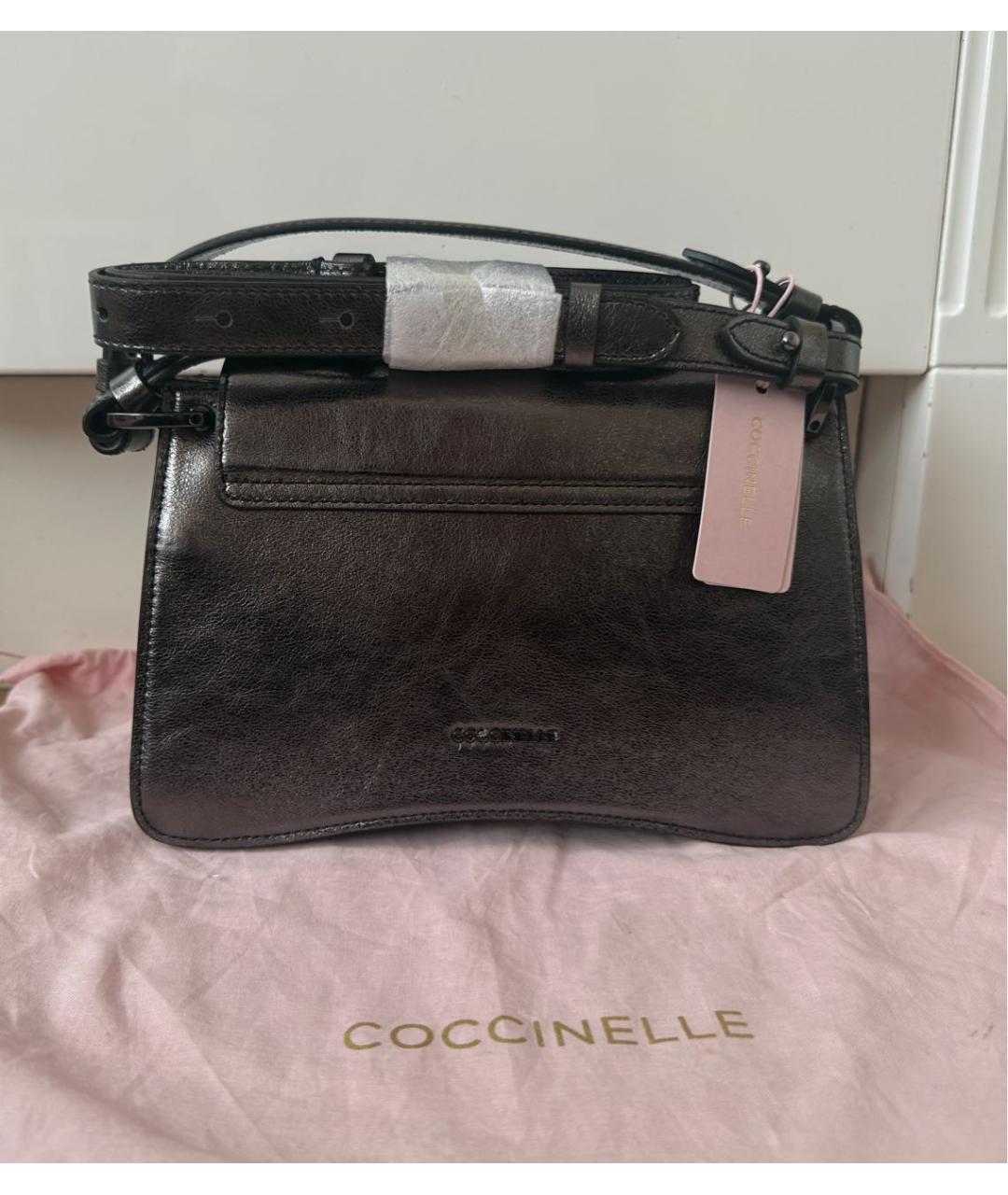 COCCINELLE Серая кожаная сумка через плечо, фото 3