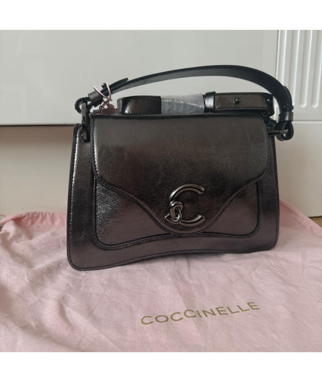 COCCINELLE Серая кожаная сумка через плечо, фото 2