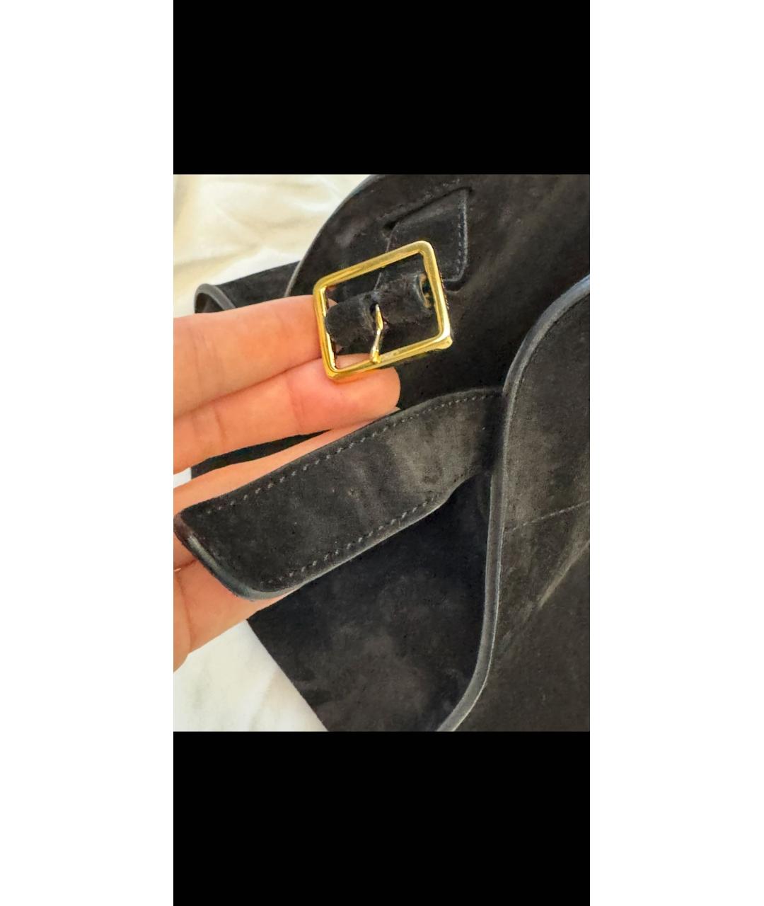 THE ROW Черная замшевая сумка тоут, фото 6