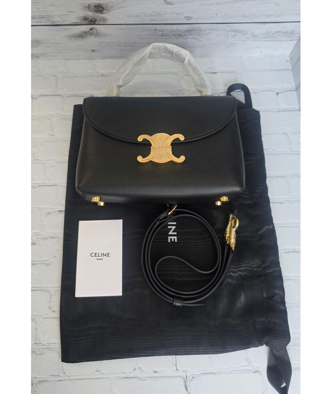 CELINE Черная кожаная сумка с короткими ручками, фото 9