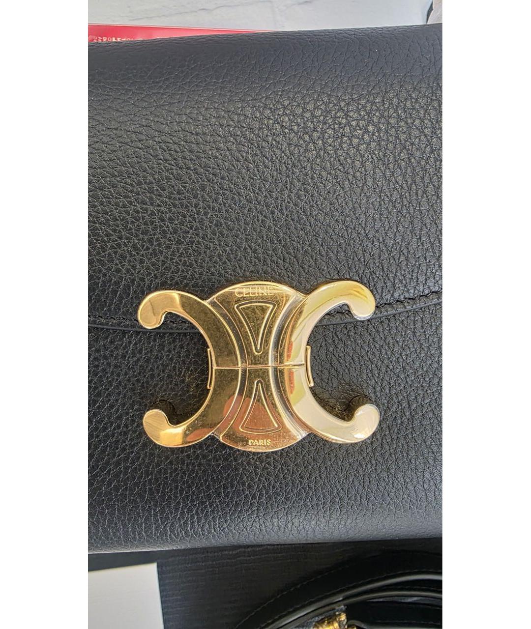 CELINE Черная кожаная сумка с короткими ручками, фото 5