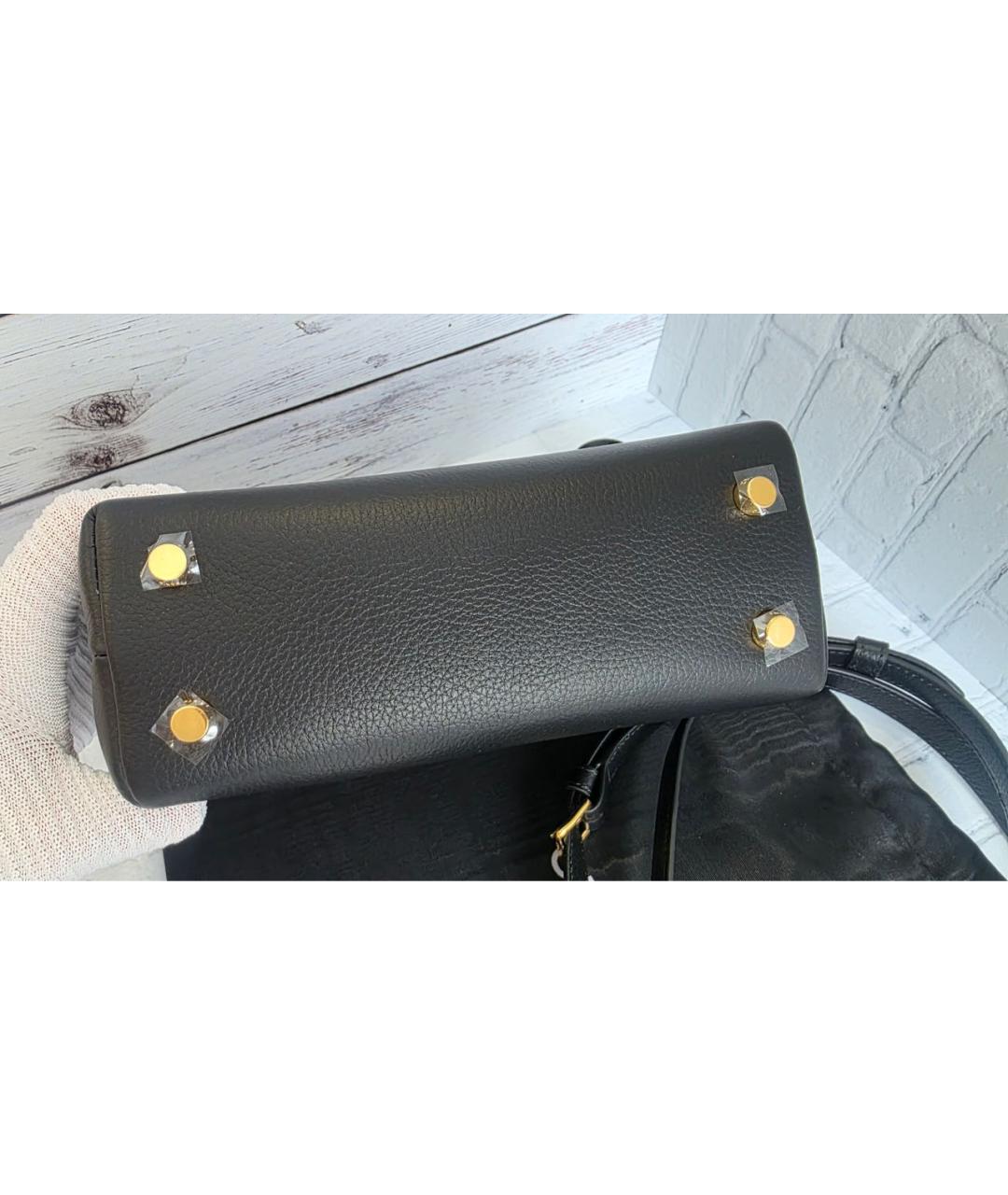 CELINE Черная кожаная сумка с короткими ручками, фото 6