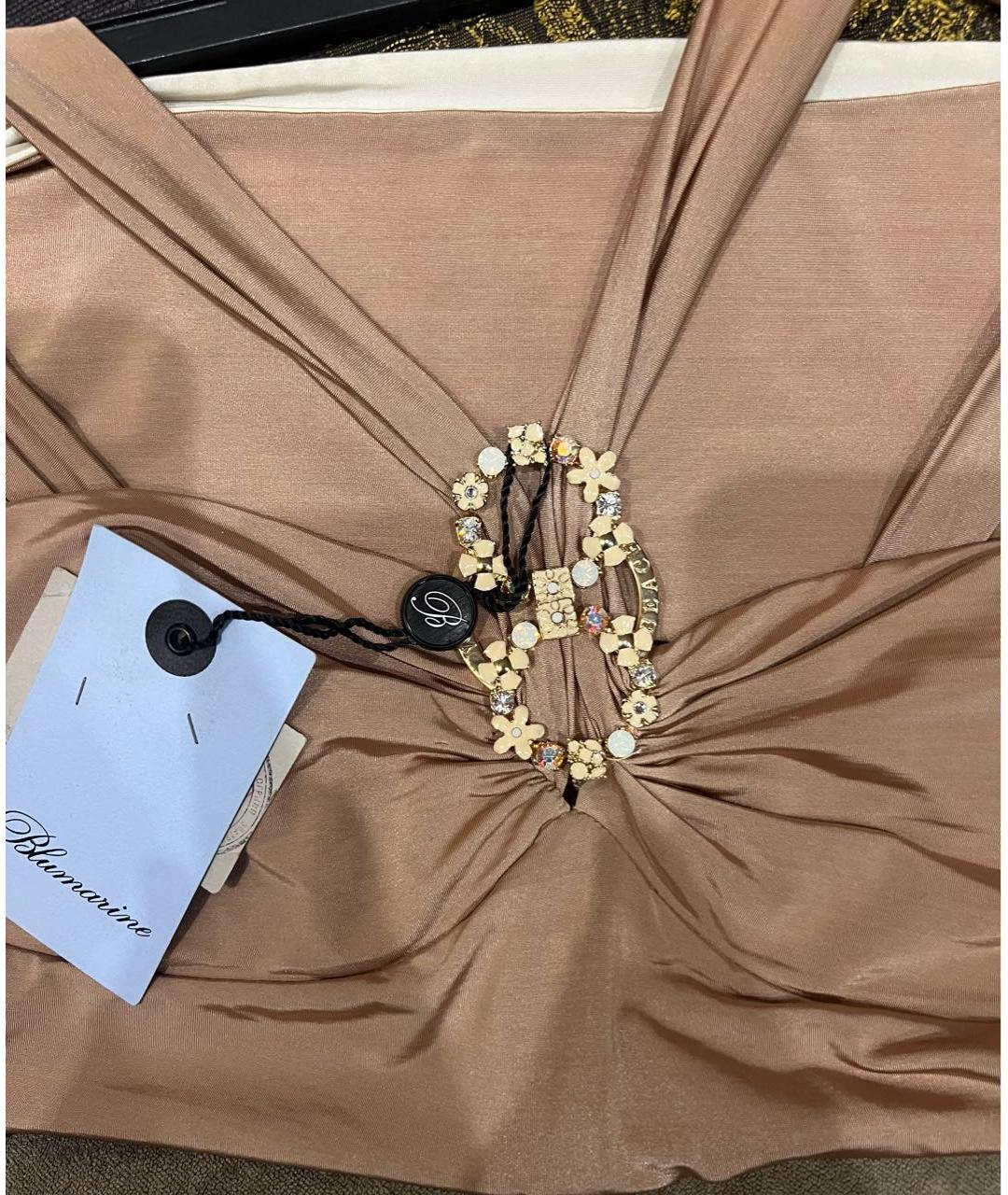 BLUMARINE Бежевая полиамидовая майка, фото 5