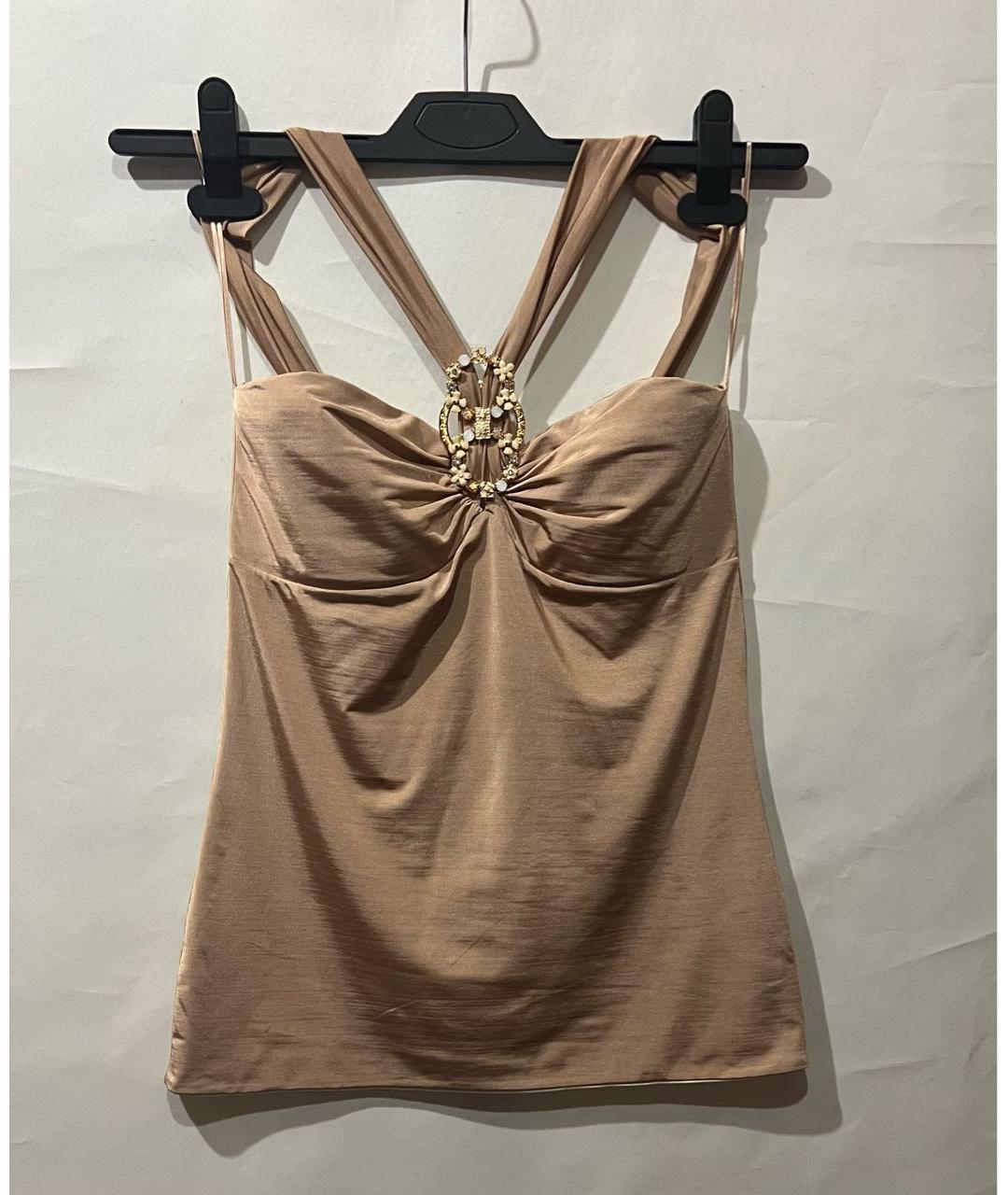 BLUMARINE Бежевая полиамидовая майка, фото 3