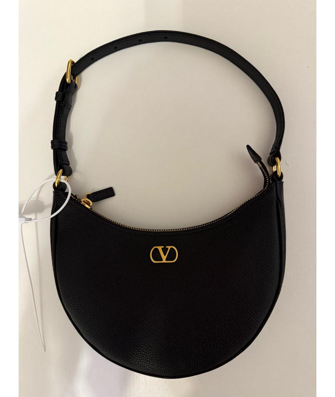 VALENTINO Черная кожаная сумка через плечо, фото 5