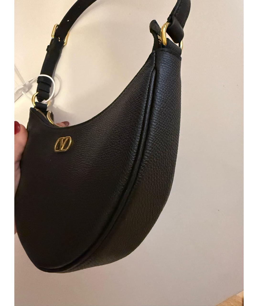 VALENTINO Черная кожаная сумка через плечо, фото 3