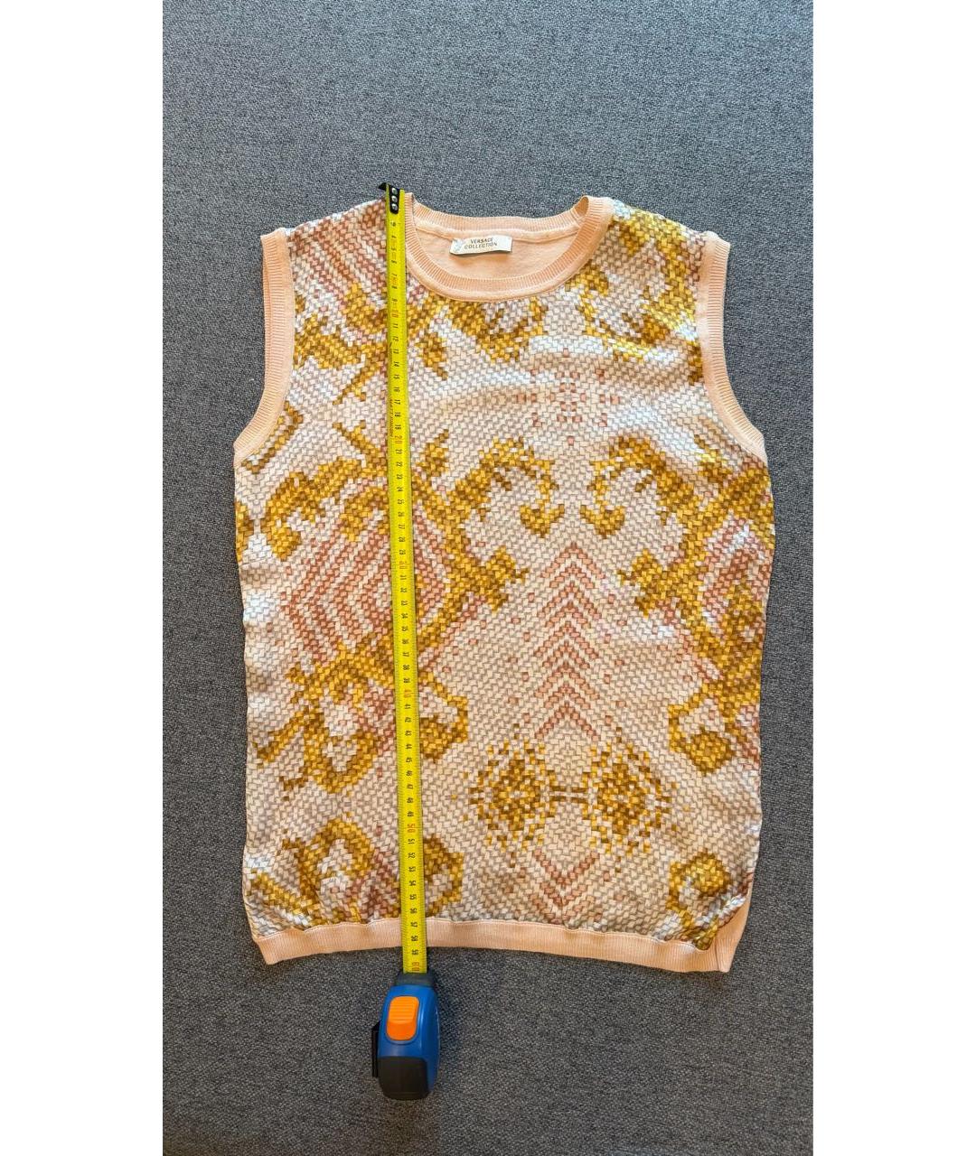 VERSACE COLLECTION Бежевая шелковая майка, фото 4