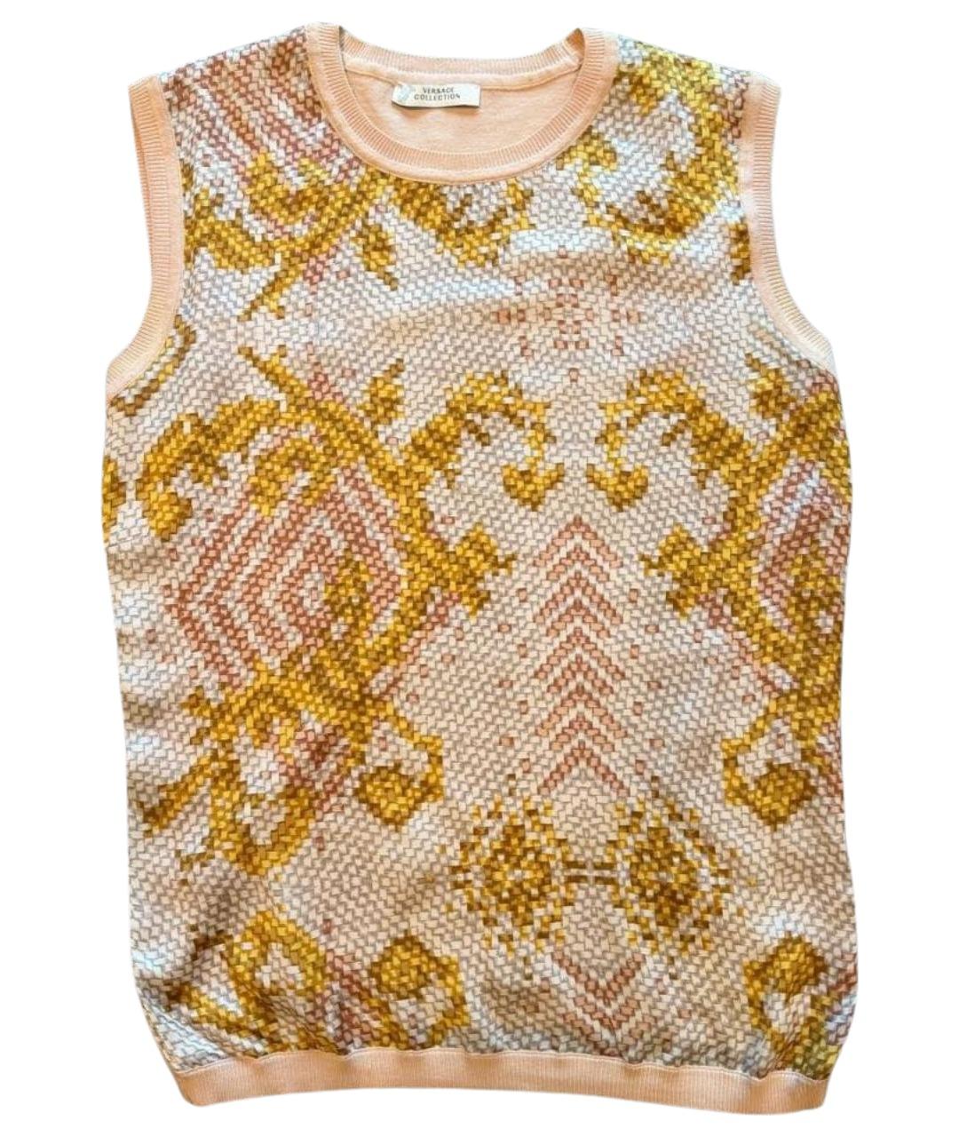 VERSACE COLLECTION Бежевая шелковая майка, фото 1