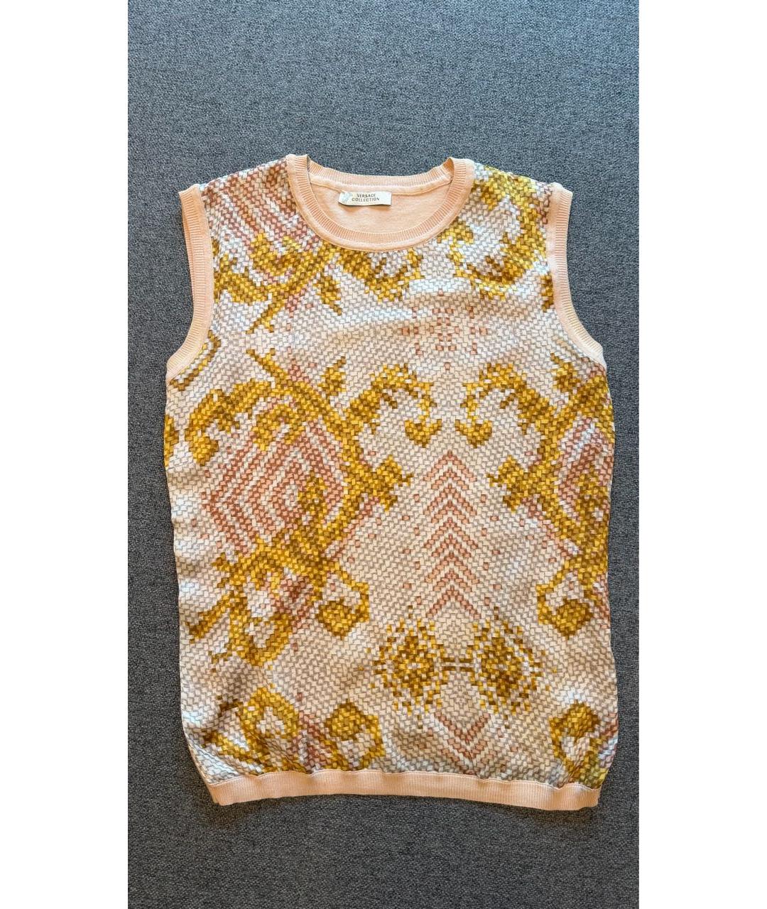 VERSACE COLLECTION Бежевая шелковая майка, фото 9