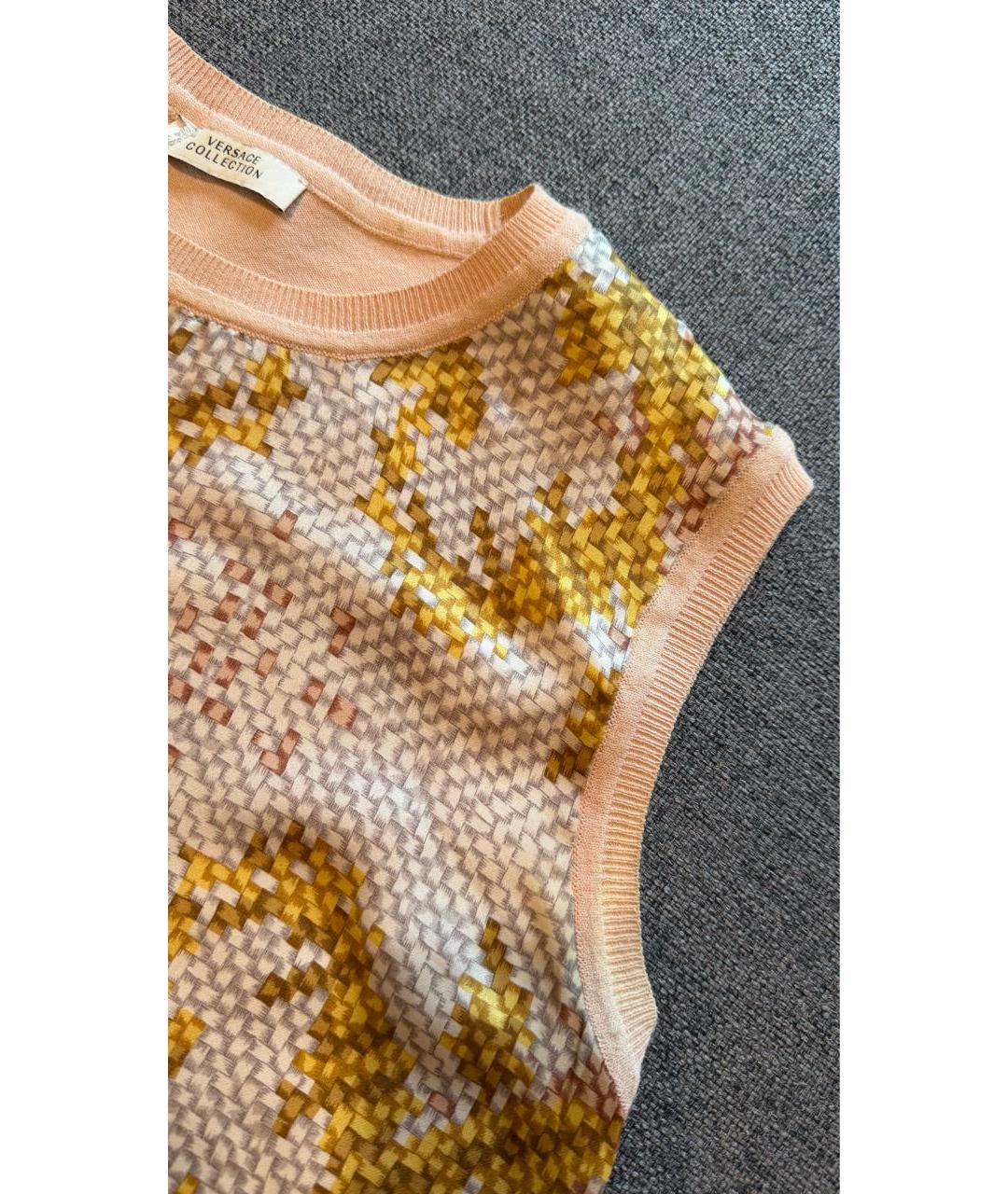 VERSACE COLLECTION Бежевая шелковая майка, фото 3