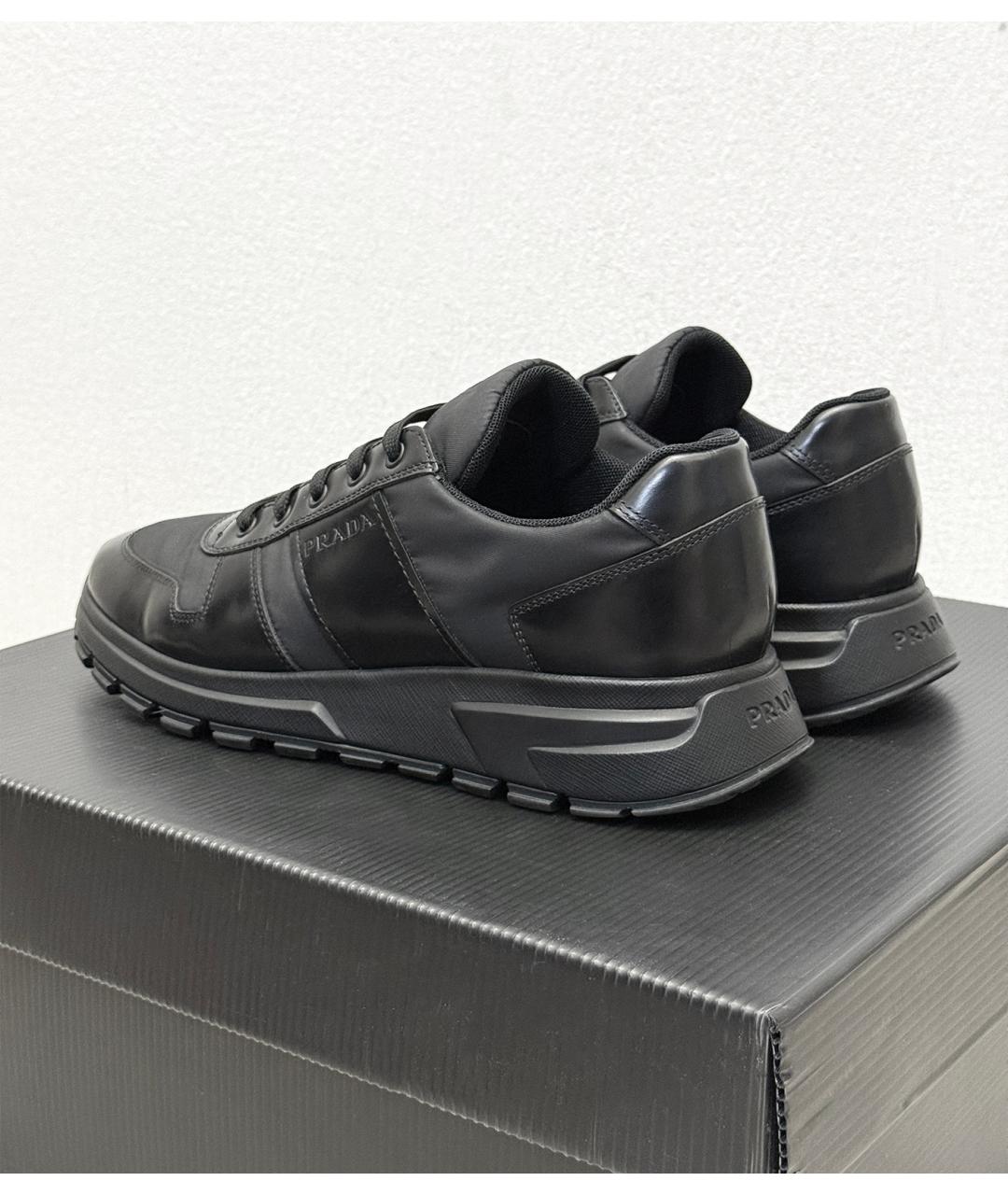 PRADA Черные кожаные кроссовки, фото 4