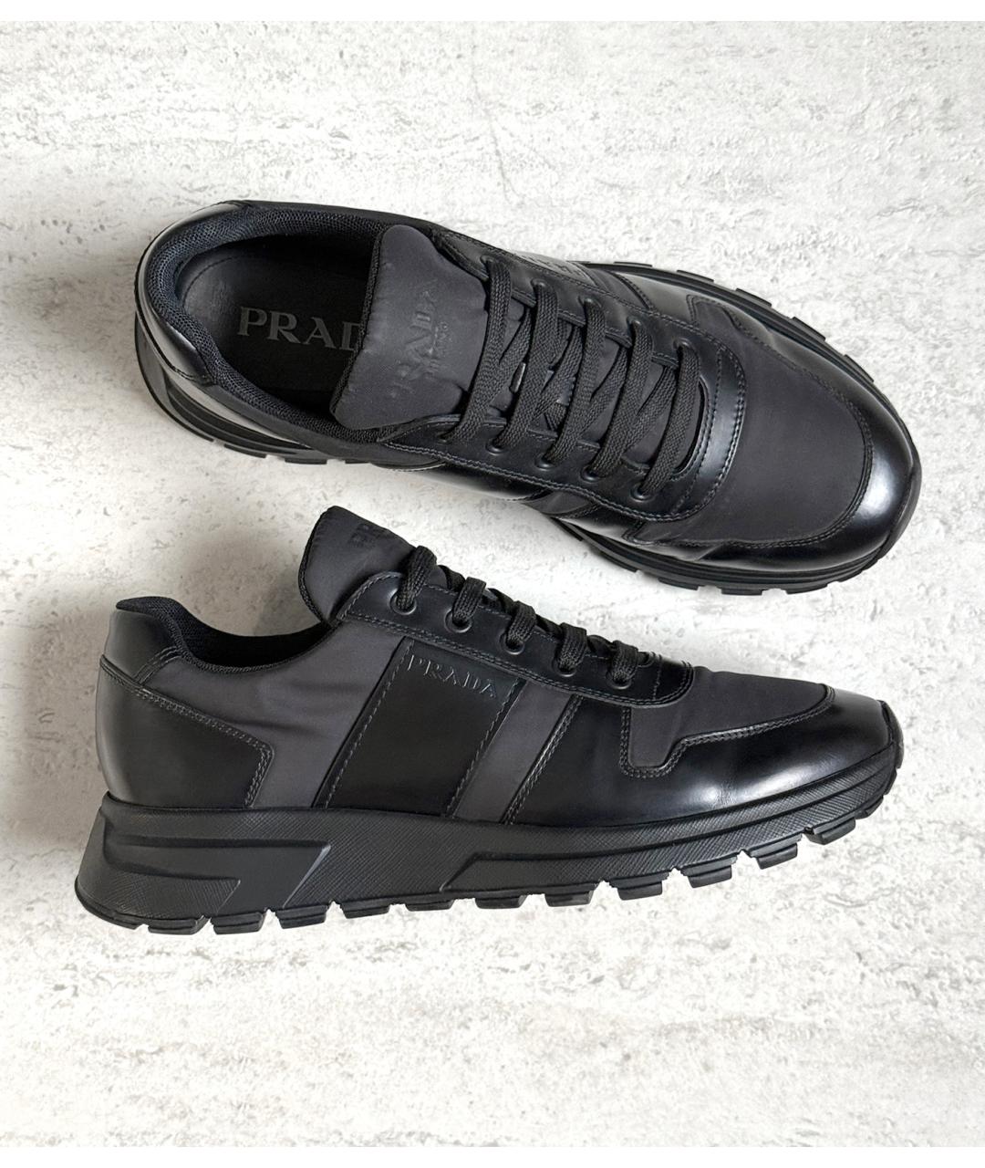 PRADA Черные кожаные кроссовки, фото 2